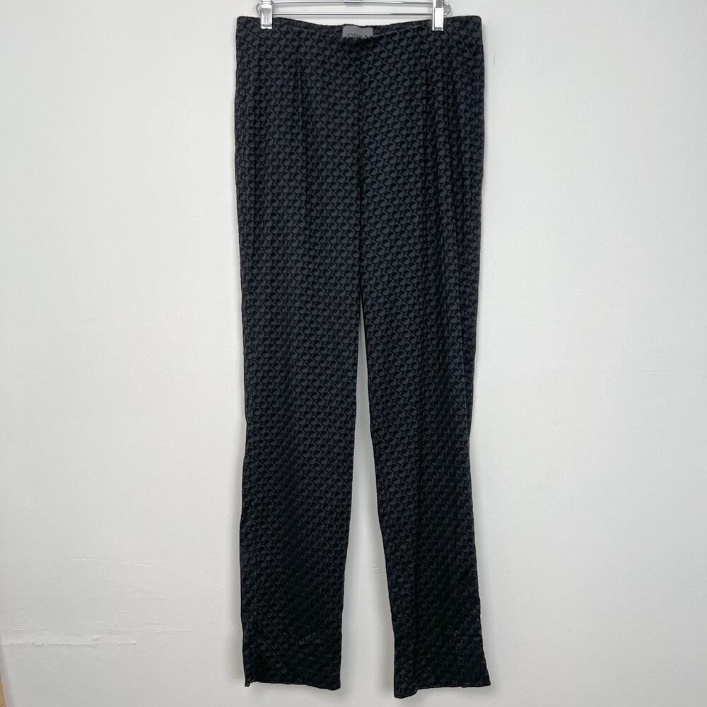 Oska Size 2 US 10 Black Grey Textured Stretchy Pull On‎ Trousers Ankle Pants